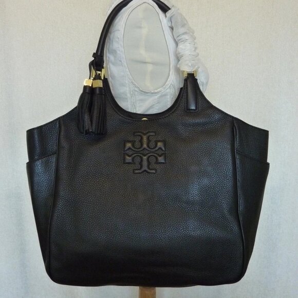 Black Leather Thea Tote - Picture 3 of 6
